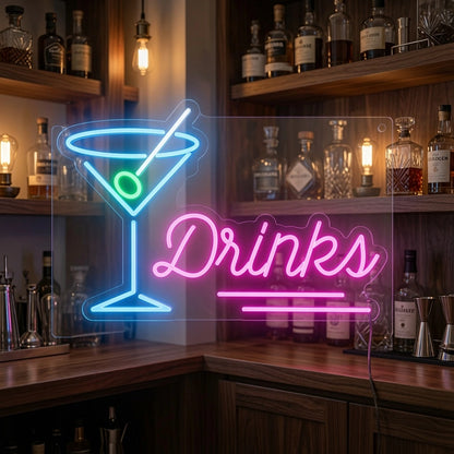 Drinks And An Alcoholic Drink Business LED Neon Sign - 03 Real Lifestyle Scene