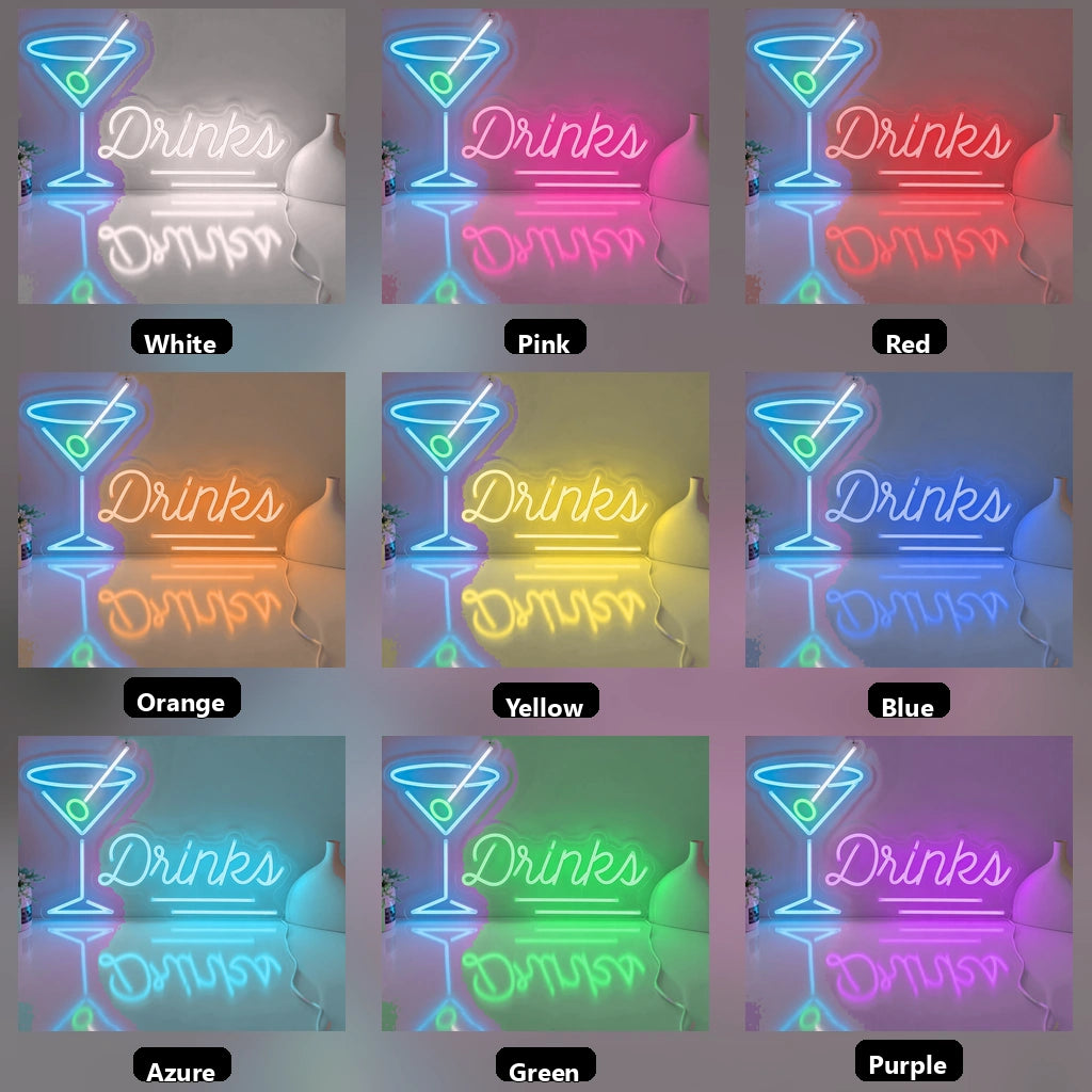 Drinks And An Alcoholic Drink Business LED Neon Sign - 05 Color Grid