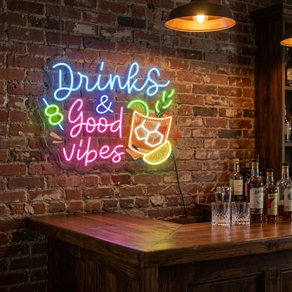 Drinks And Good Vibes LED Neon Sign - 03 Real Lifestyle Scene