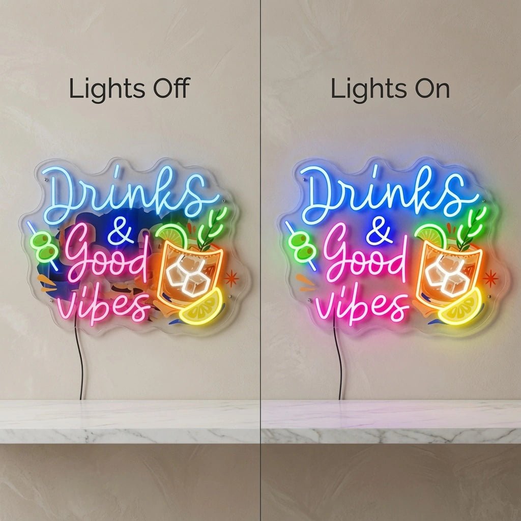 Drinks And Good Vibes LED Neon Sign - Shineneon