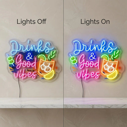 Drinks And Good Vibes LED Neon Sign - Shineneon