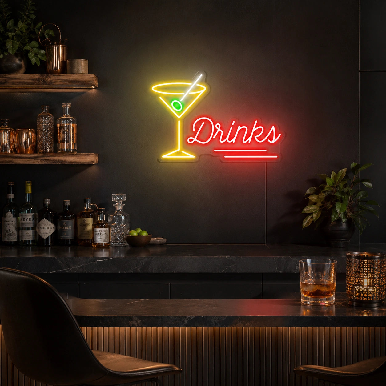 Drinks Martini Glass LED Neon Sign real lifestyle scene