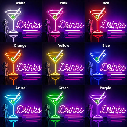 Drinks Martini Glass Man Cave LED Neon Sign - Shineneon
