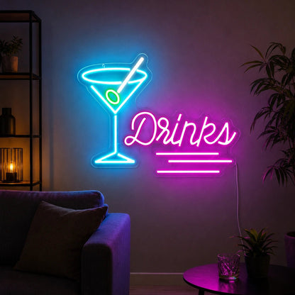 Drinks Martini Glass Man Cave LED Neon Sign - Shineneon