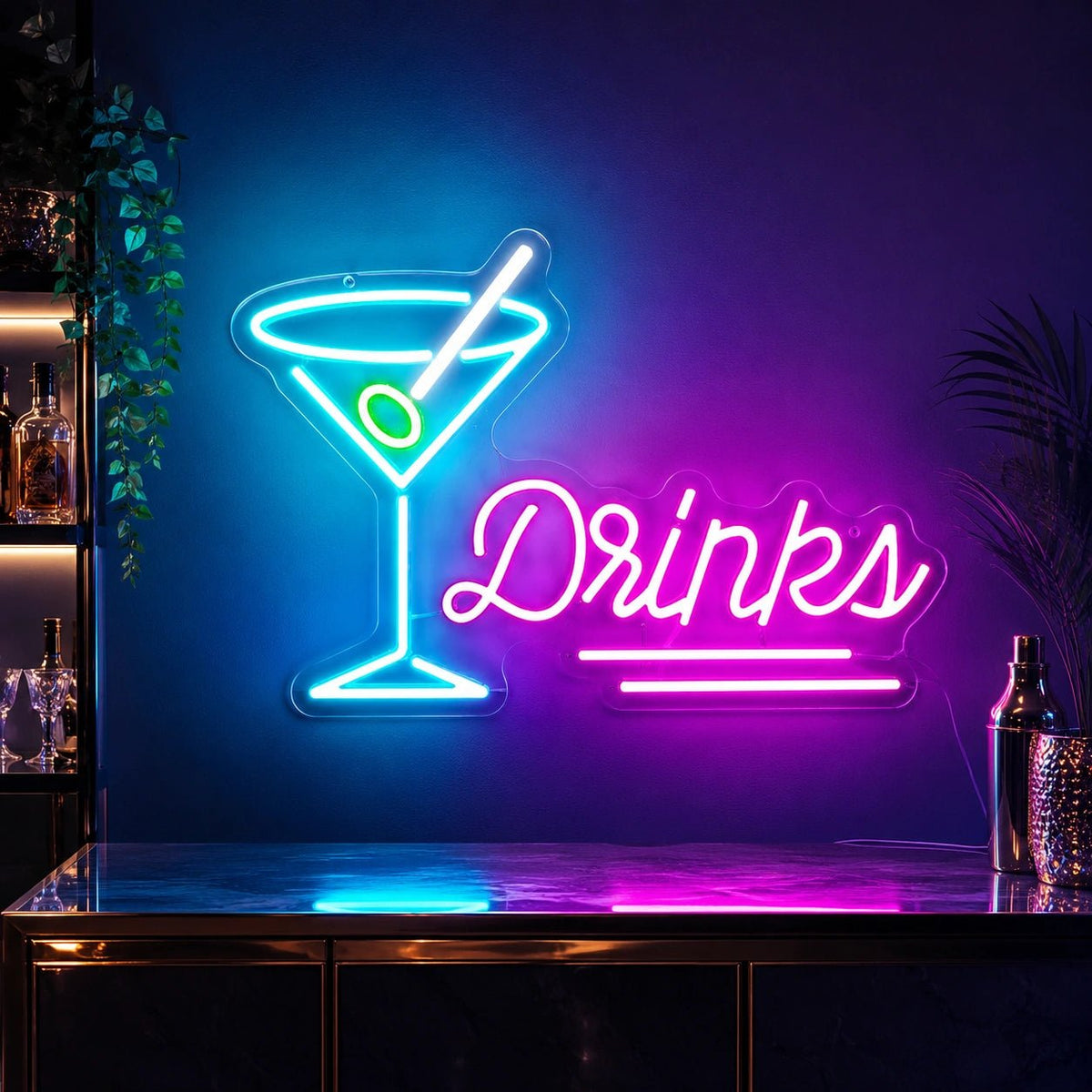 Drinks Martini Glass Man Cave LED Neon Sign - Shineneon