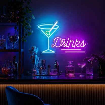 Drinks Martini Glass Man Cave LED Neon Sign - Shineneon