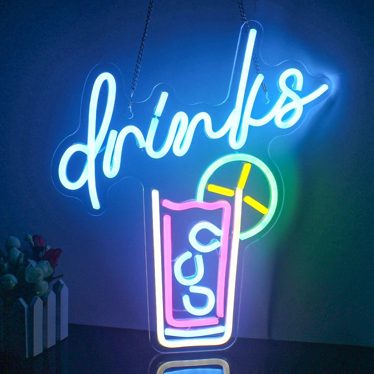 Drinks Neon Cocktail Cup With Lemon Bubbles Led Neon Sign For Cafe Bar Home Decor | Shineneon