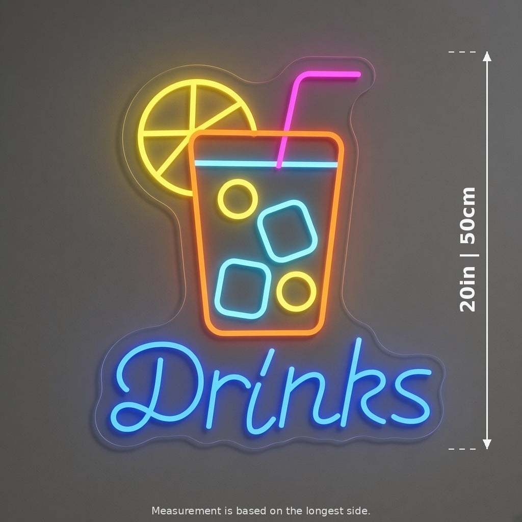Drinks LED Neon Sign - size guide