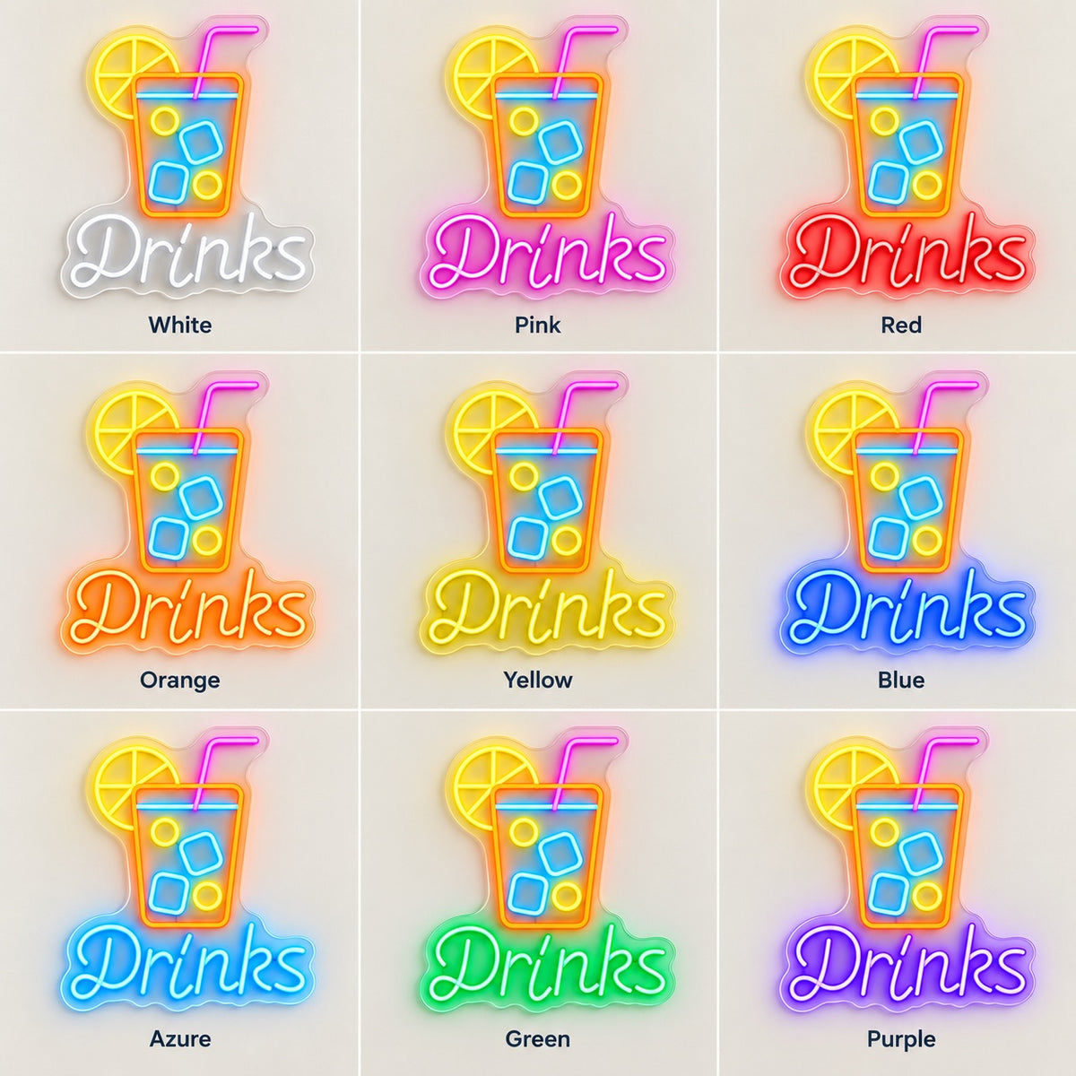 Drinks LED Neon Sign - nine-color grid