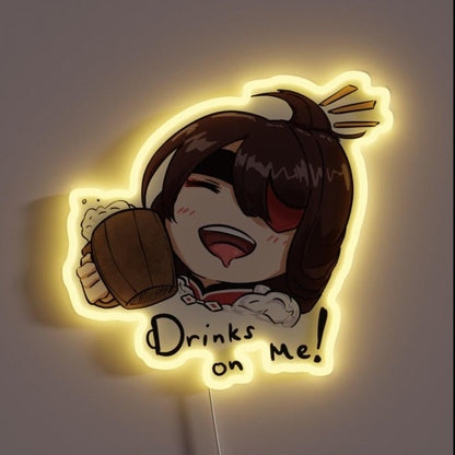 Drinks On Beidou Genshin Impact Food Chibi Rgb Led Neon Sign - Shineneon