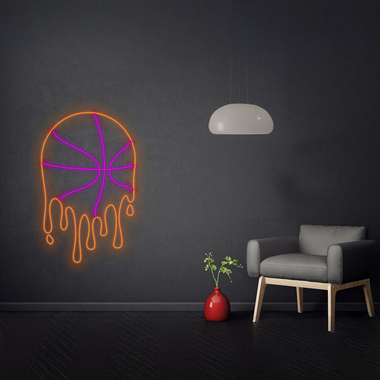 Dripping Basketball Led Sign