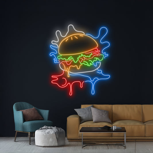 Dripping Burger Neon Sign