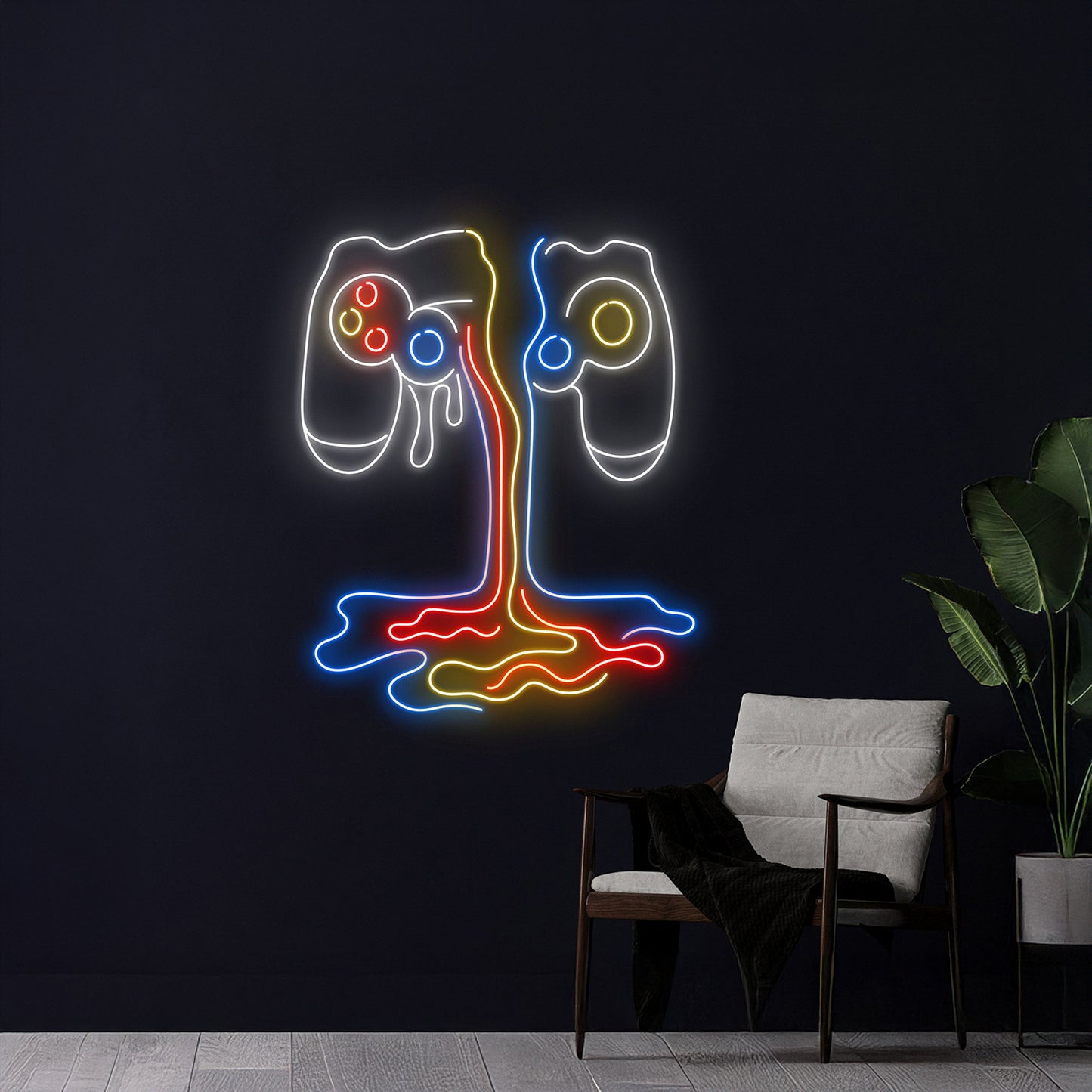 Dripping Game Controller Neon Sign