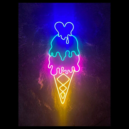 Dripping Ice Cream With Heart Led Neon Sign | Shineneon