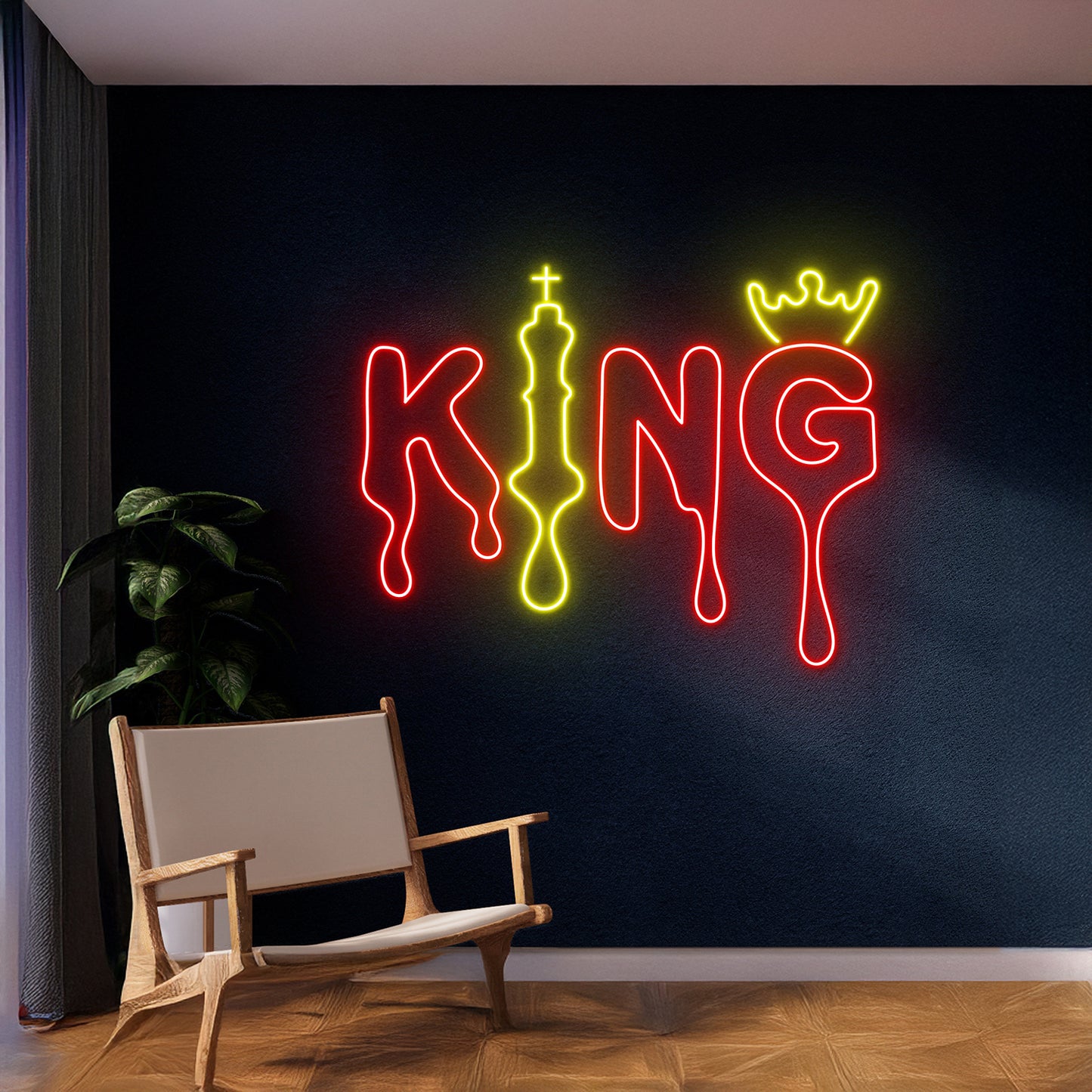 Dripping King Chess Neon Sign