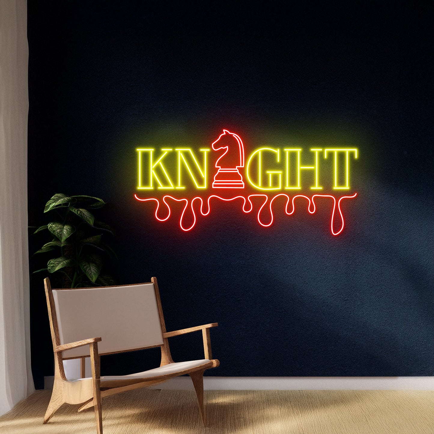 Dripping Knight Chess Neon Sign