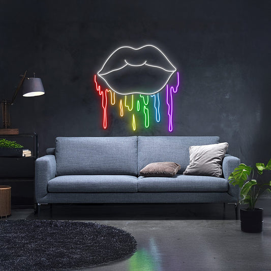 Dripping Lgbt Lips Neon Sign