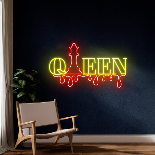 Dripping Queen Chess Neon Sign