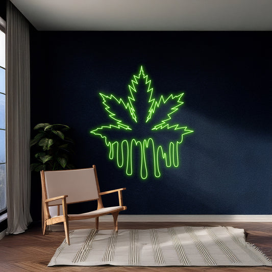 Dripping Weed Leaf Neon Light Leaves Neon Sign