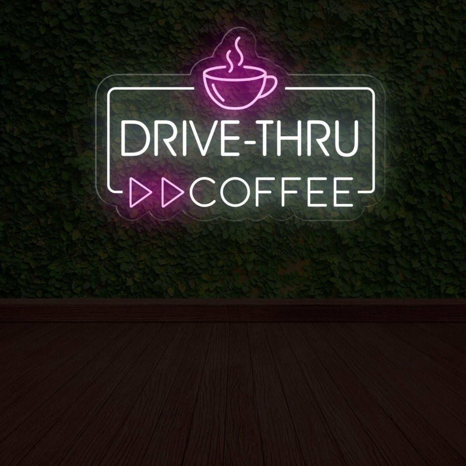 Drive-Thru Coffee Led Neon Sign With White And Purple For Cafe Decor | Shineneon
