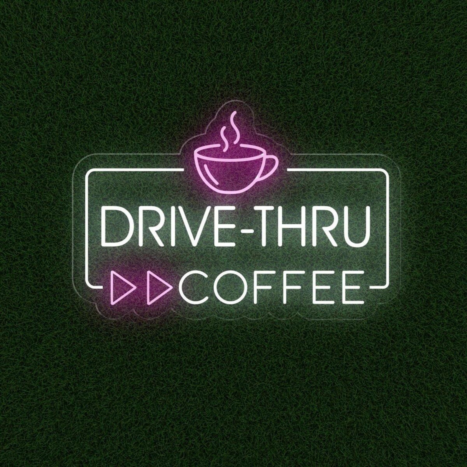 Drive-Thru Coffee Led Neon Sign With White And Purple For Cafe Decor | Shineneon