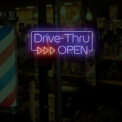 Drive-Thru Open White Red Led Neon Sign For Commercial Storefront | Shineneon