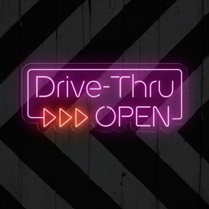 Drive-Thru Open White Red Led Neon Sign For Commercial Storefront | Shineneon