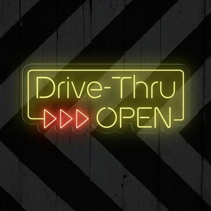 Drive-Thru Open White Red Led Neon Sign For Commercial Storefront | Shineneon