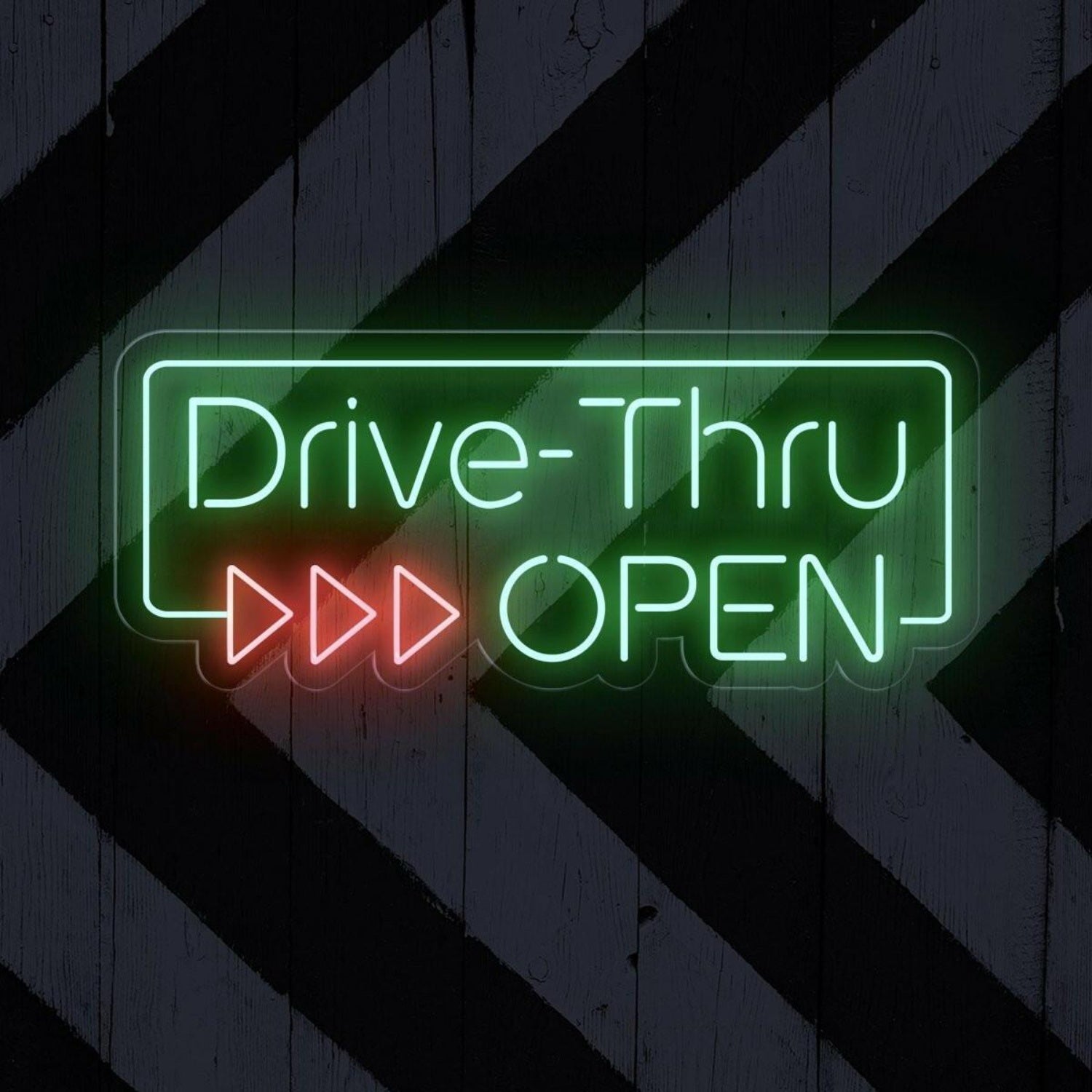 Drive-Thru Open White Red Led Neon Sign For Commercial Storefront | Shineneon