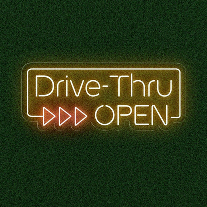 Drive-Thru Open White Red Led Neon Sign For Commercial Storefront | Shineneon