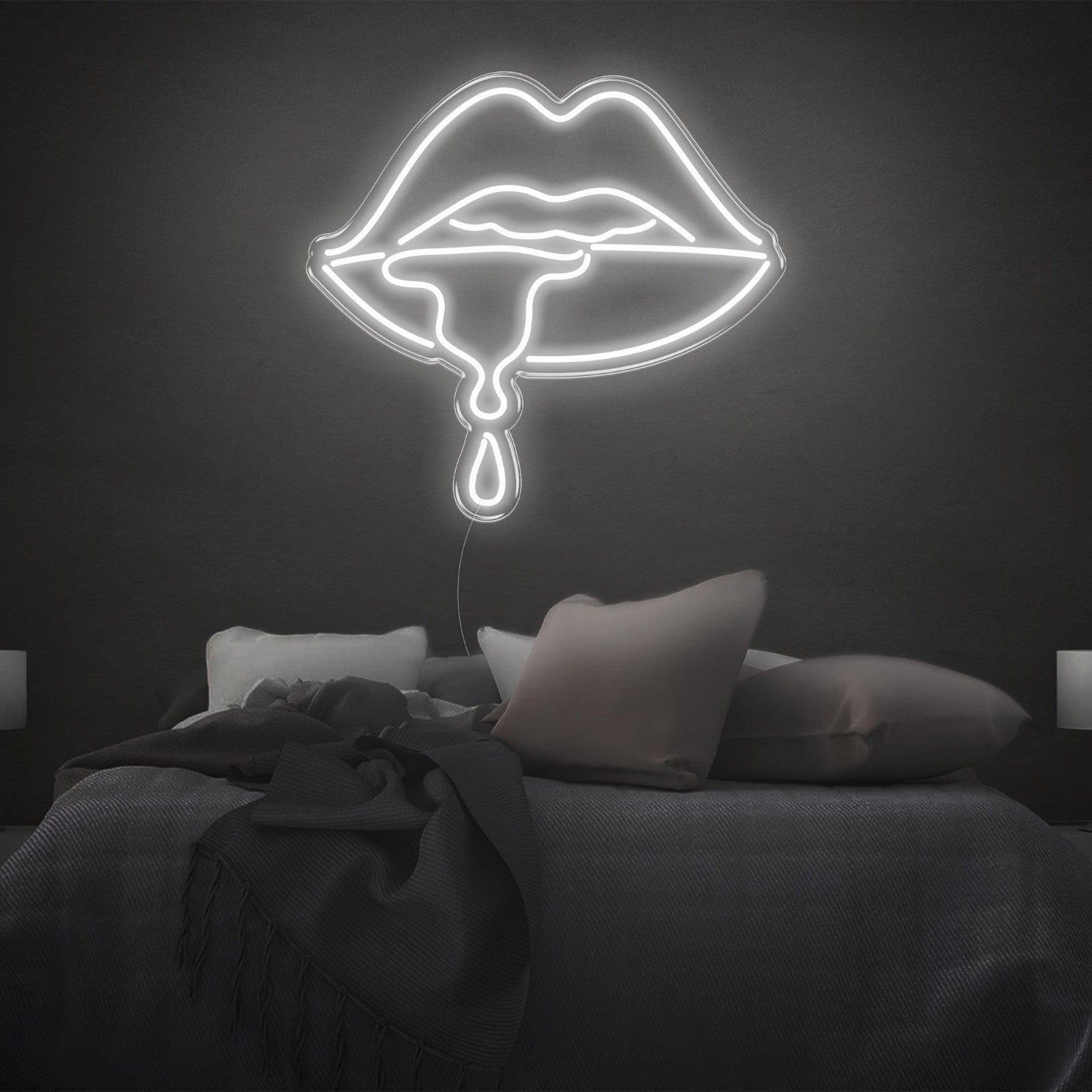 Drool Purple-Pink Lips Dripping Led Neon Sign For Modern Bedroom Decor | Shineneon