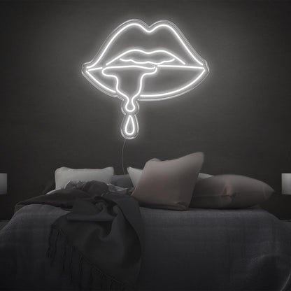 Drool Purple-Pink Lips Dripping Led Neon Sign For Modern Bedroom Decor | Shineneon