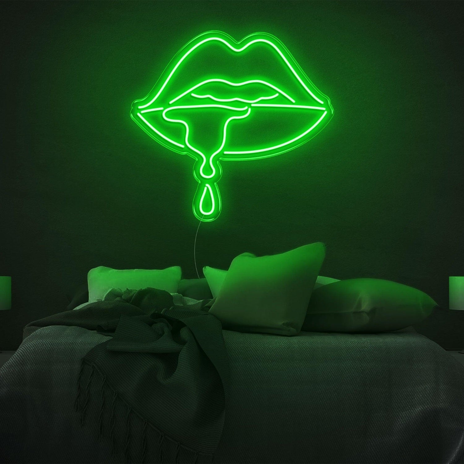 Drool Purple-Pink Lips Dripping Led Neon Sign For Modern Bedroom Decor | Shineneon