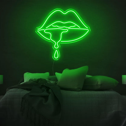 Drool Purple-Pink Lips Dripping Led Neon Sign For Modern Bedroom Decor | Shineneon