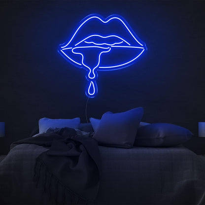 Drool Purple-Pink Lips Dripping Led Neon Sign For Modern Bedroom Decor | Shineneon