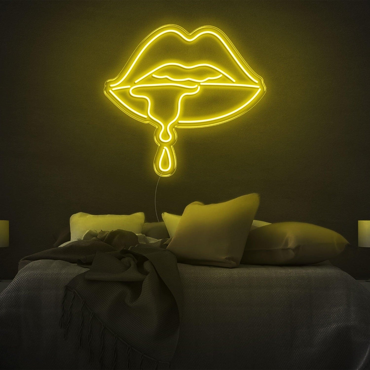 Drool Purple-Pink Lips Dripping Led Neon Sign For Modern Bedroom Decor | Shineneon