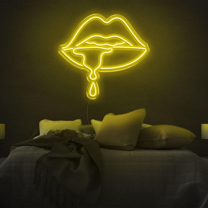 Drool Purple-Pink Lips Dripping Led Neon Sign For Modern Bedroom Decor | Shineneon
