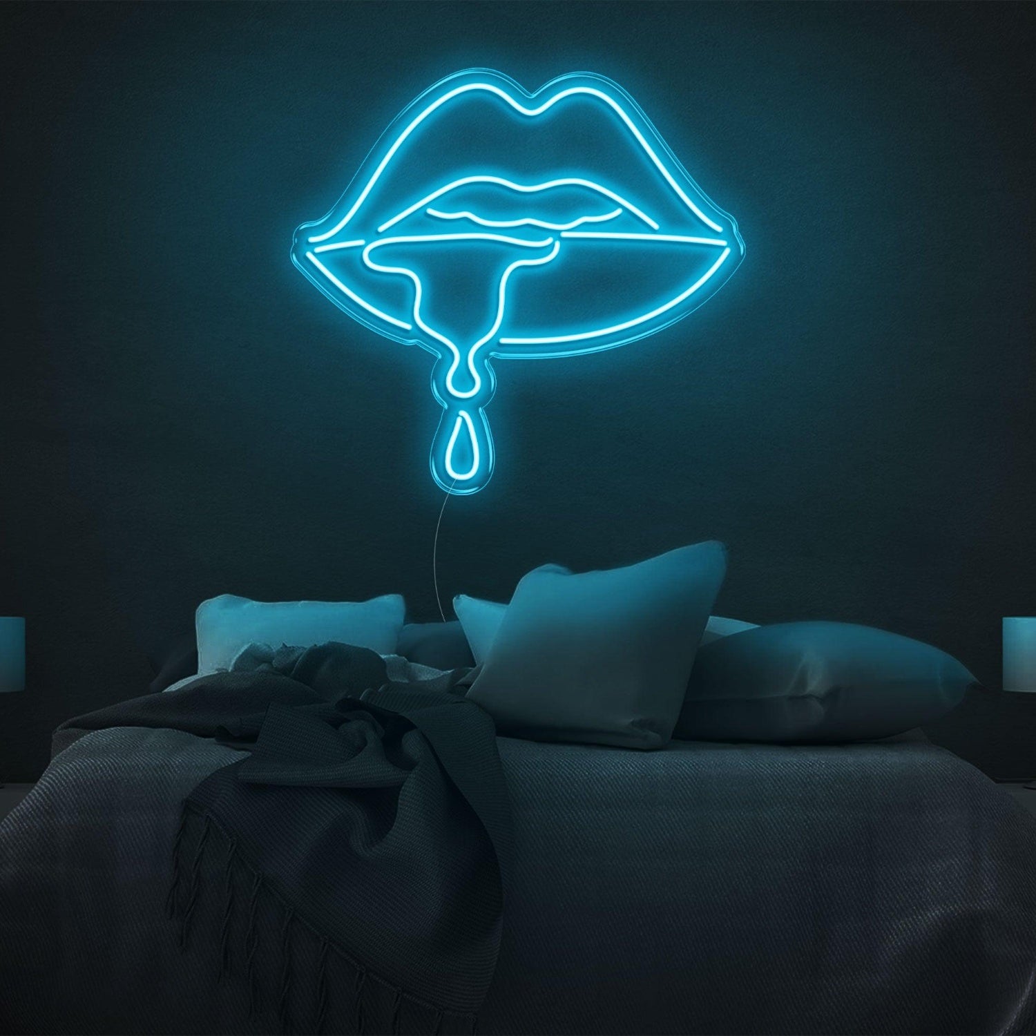Drool Purple-Pink Lips Dripping Led Neon Sign For Modern Bedroom Decor | Shineneon