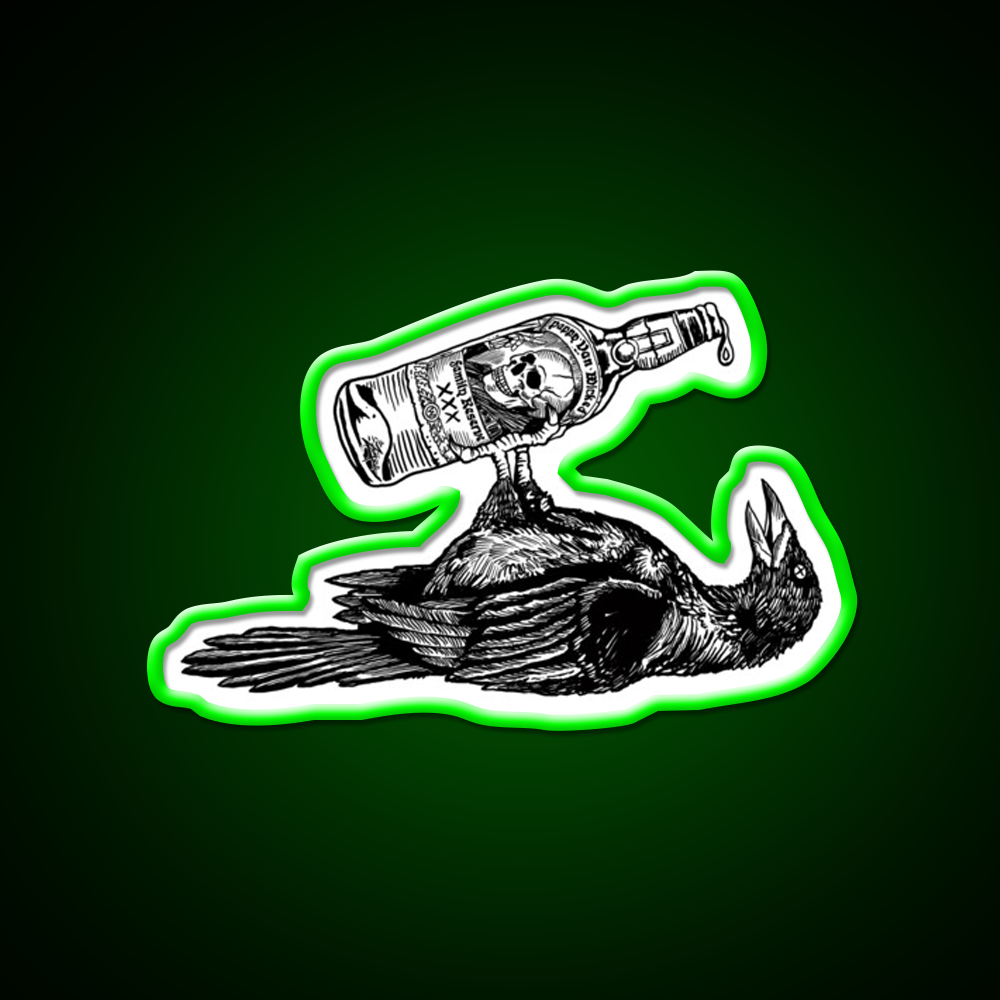 Drunk Crow Whiskey Drink Bar Led Neon Sign Rgb Color