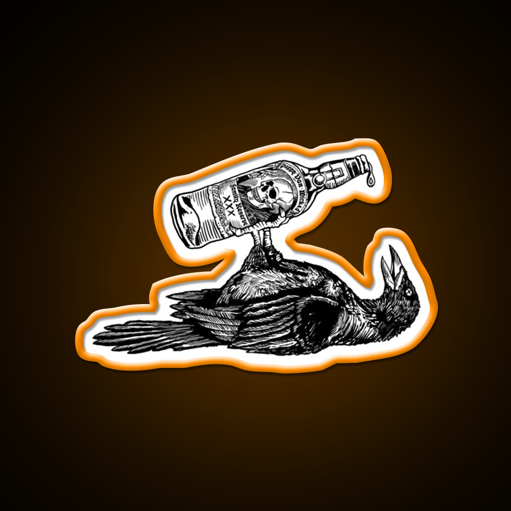 Drunk Crow Whiskey Drink Bar Led Neon Sign Rgb Color