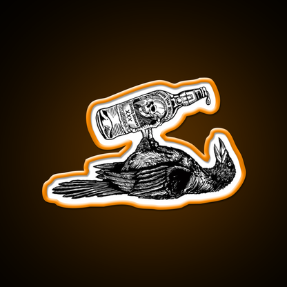 Drunk Crow Whiskey Drink Bar Led Neon Sign Rgb Color