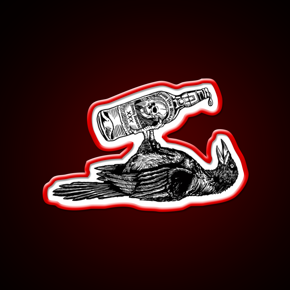 Drunk Crow Whiskey Drink Bar Led Neon Sign Rgb Color