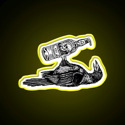 Drunk Crow Whiskey Drink Bar Led Neon Sign Rgb Color