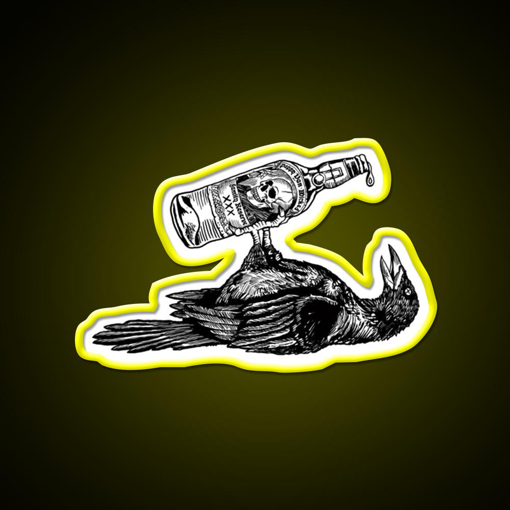 Drunk Crow Whiskey Drink Bar Led Neon Sign Rgb Color