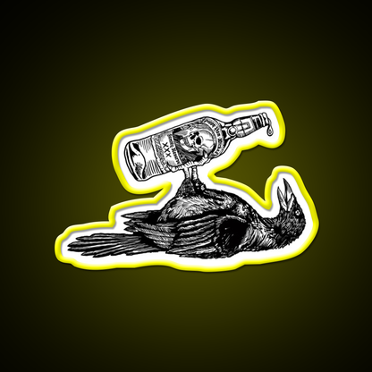 Drunk Crow Whiskey Drink Bar Led Neon Sign Rgb Color