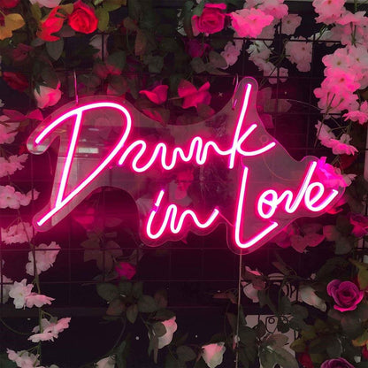Drunk In Love Handwritten Bright Pink Led Neon Sign For Wedding Party Decor | Shineneon