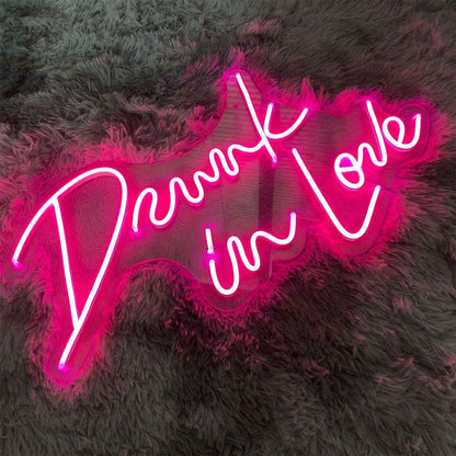 Drunk In Love Handwritten Bright Pink Led Neon Sign For Wedding Party Decor | Shineneon