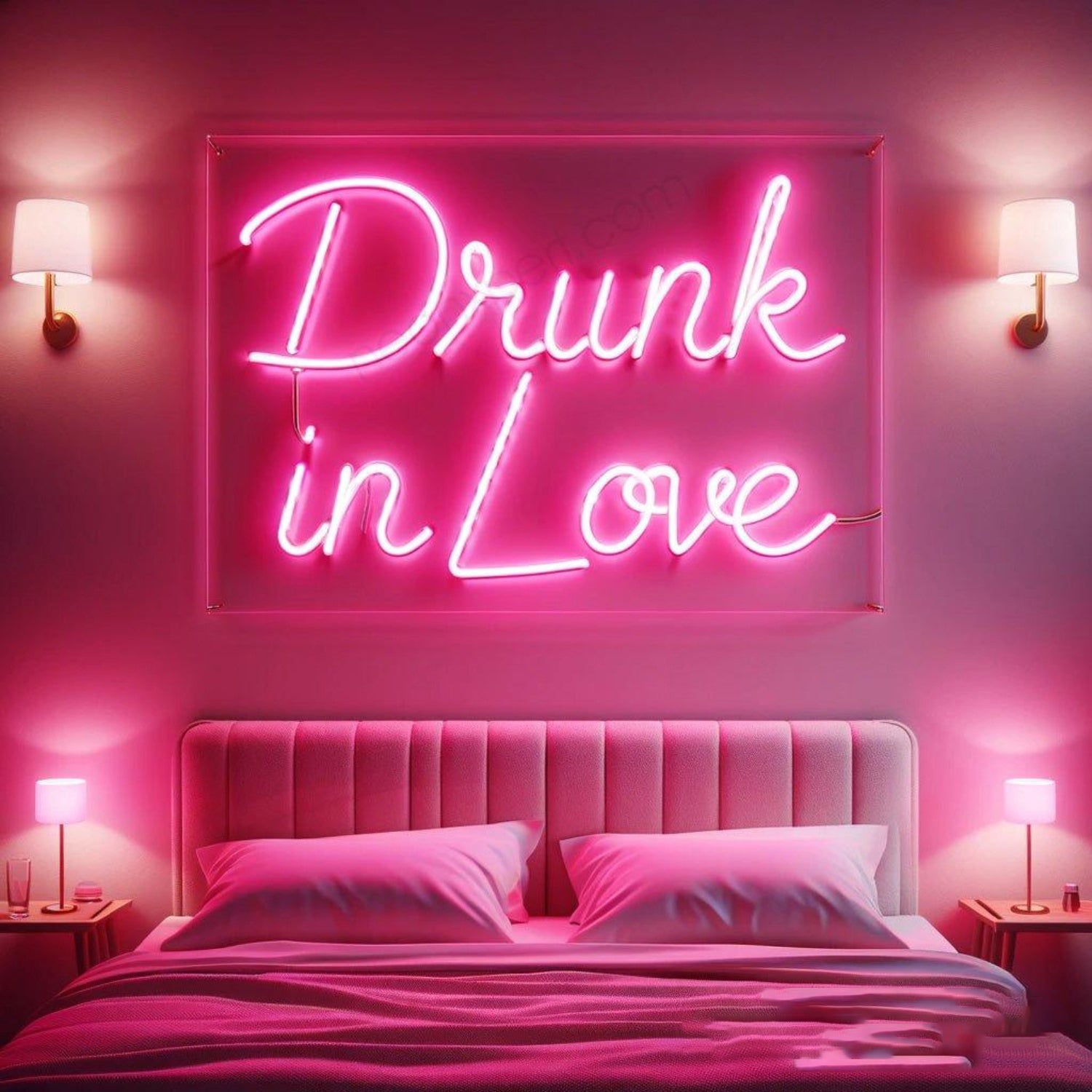 Drunk In Love Warm White Script Led Neon Sign For Romantic Bedroom Decor | Shineneon