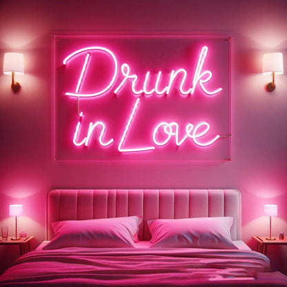 Drunk In Love Warm White Script Led Neon Sign For Romantic Bedroom Decor | Shineneon