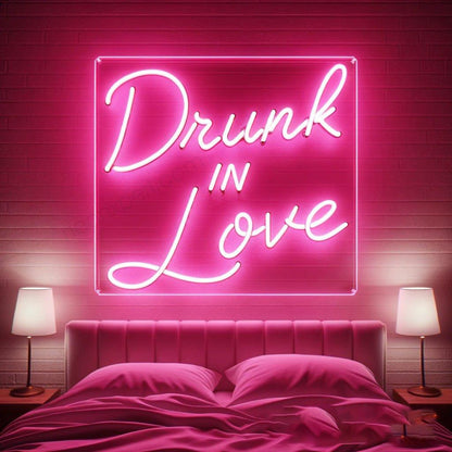 Drunk In Love Warm White Script Led Neon Sign For Romantic Bedroom Decor | Shineneon